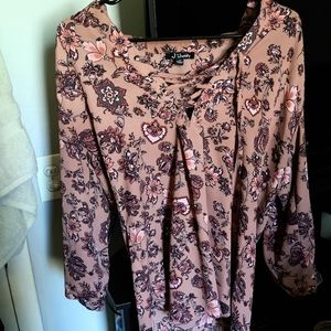 Dusted Pink Floral Long Sleeve Blouse